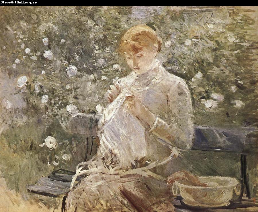 Berthe Morisot The Woman sewing at the courtyard